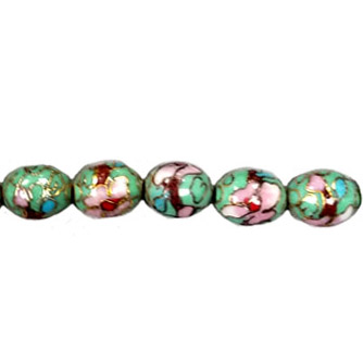 CLOISONNE RICE 09X11MM APPLE GREEN